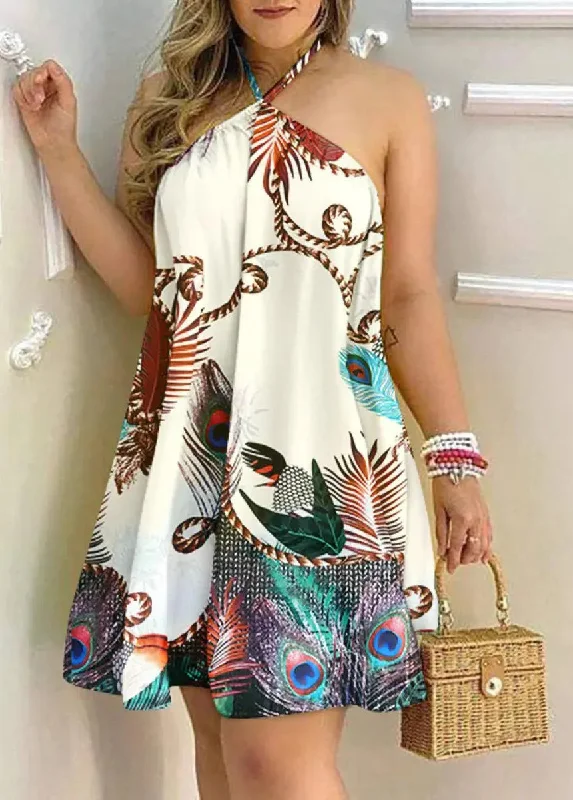 Floral Print Off-shoulder Strap Loose Fit Dress Outdoor floral dresses