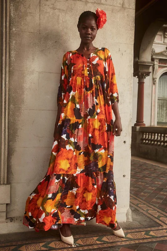 Fiorella Olivia Dress Orange in Viscose Sleeveless unclassified dresses