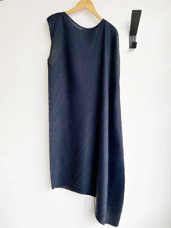 PLEATS PLEASE NAVY ASYMMETRIC DRESS Party unclassified dresses