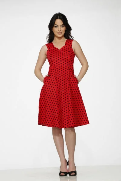 Red Black Polka Dot Swing Dress Tulle unclassified dresses