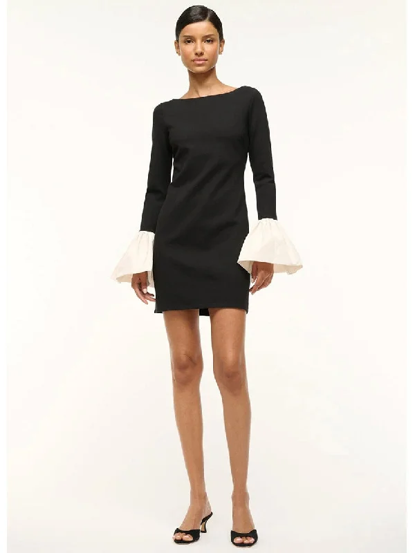 STAUD Hawthorne Dress in Black/Ivory Festival unclassified dresses
