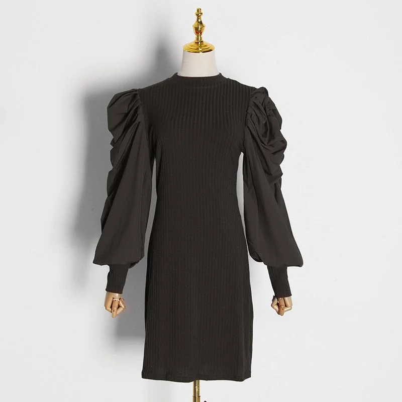 Women's Spring Patchwork High-Waist Sheath Dress One-shoulder unclassified dresses
