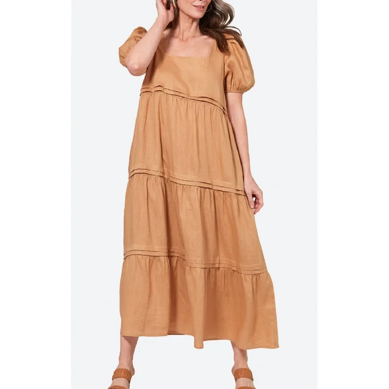 Dress La Vie Pintuck Maxi - Caramel Ruffled Maxi Skirt