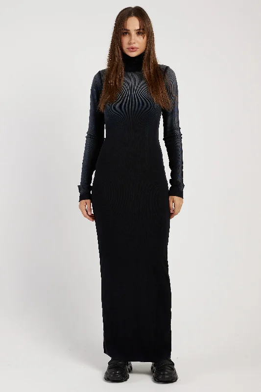 Verona Turtleneck Maxi Dress in Black Cast Embellished Maxi Skirt