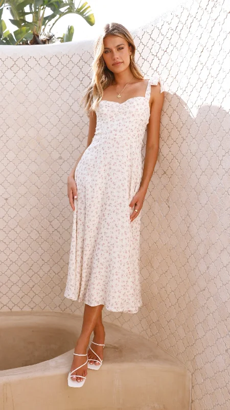 Blakely Midi Dress - Pink Floral Slim Midi Skirt