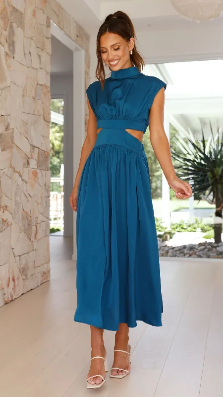 Cindie Midi Dress - Teal Winter Midi Outfit