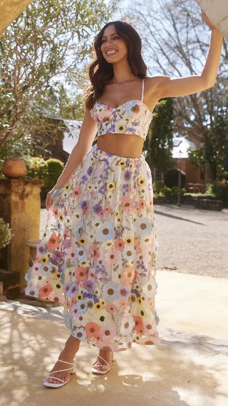 Naja Maxi Skirt - Multi Floral Winter Midi Skirt