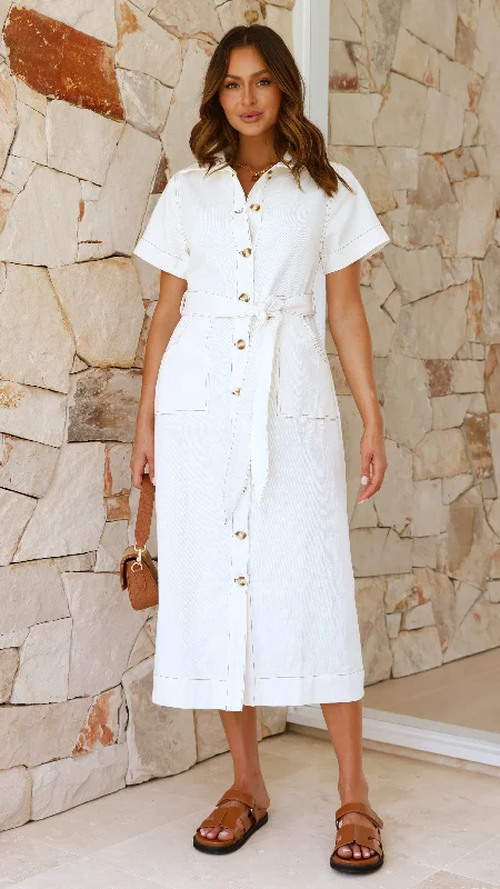 Nicole Midi Dress - Ivory Printed Satin Midi