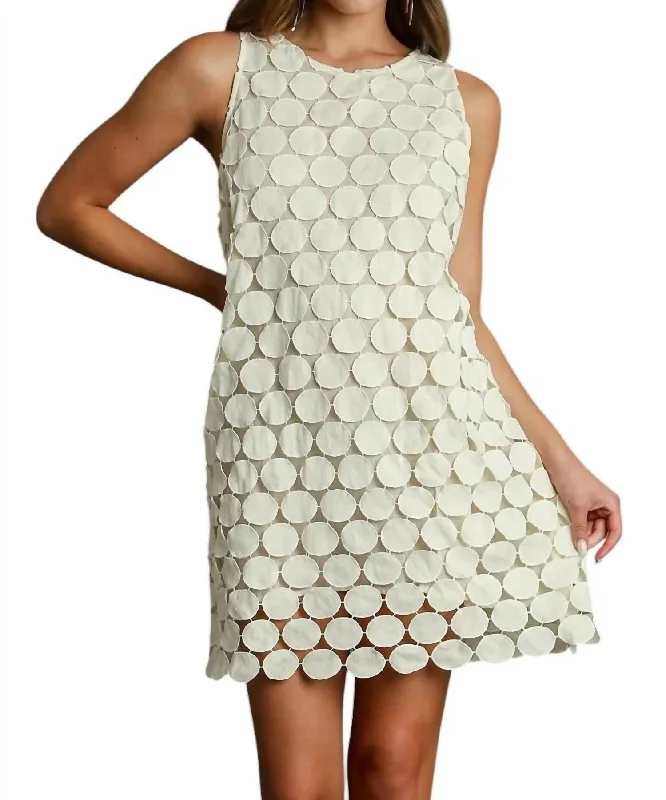 Polka Dot Lace Shift Dress In Cream Pink Lace Dress